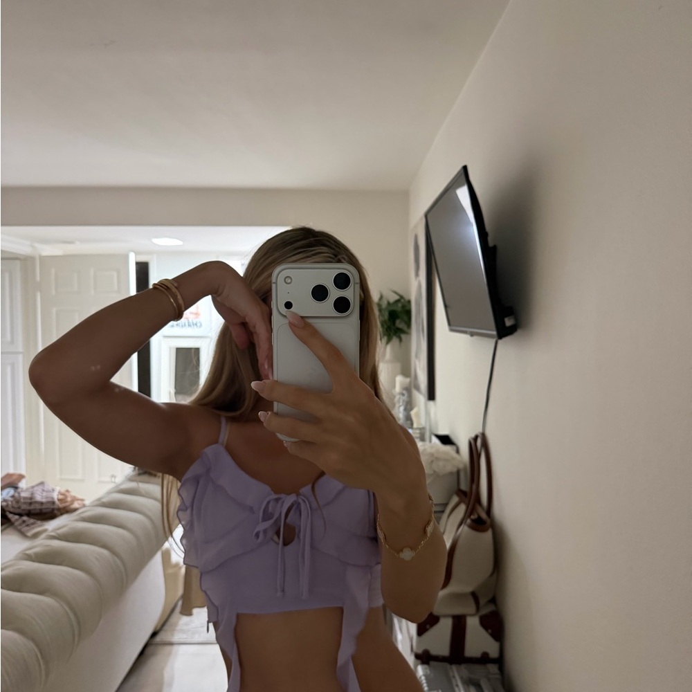 Lavender Ruffle Crop Top